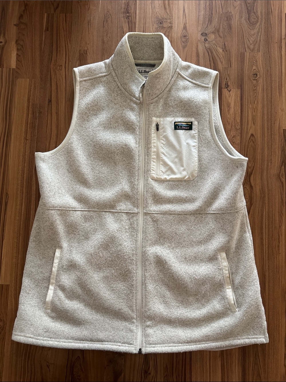 L.L. Bean Women's Light Cream Full-Zip Fleece Vest